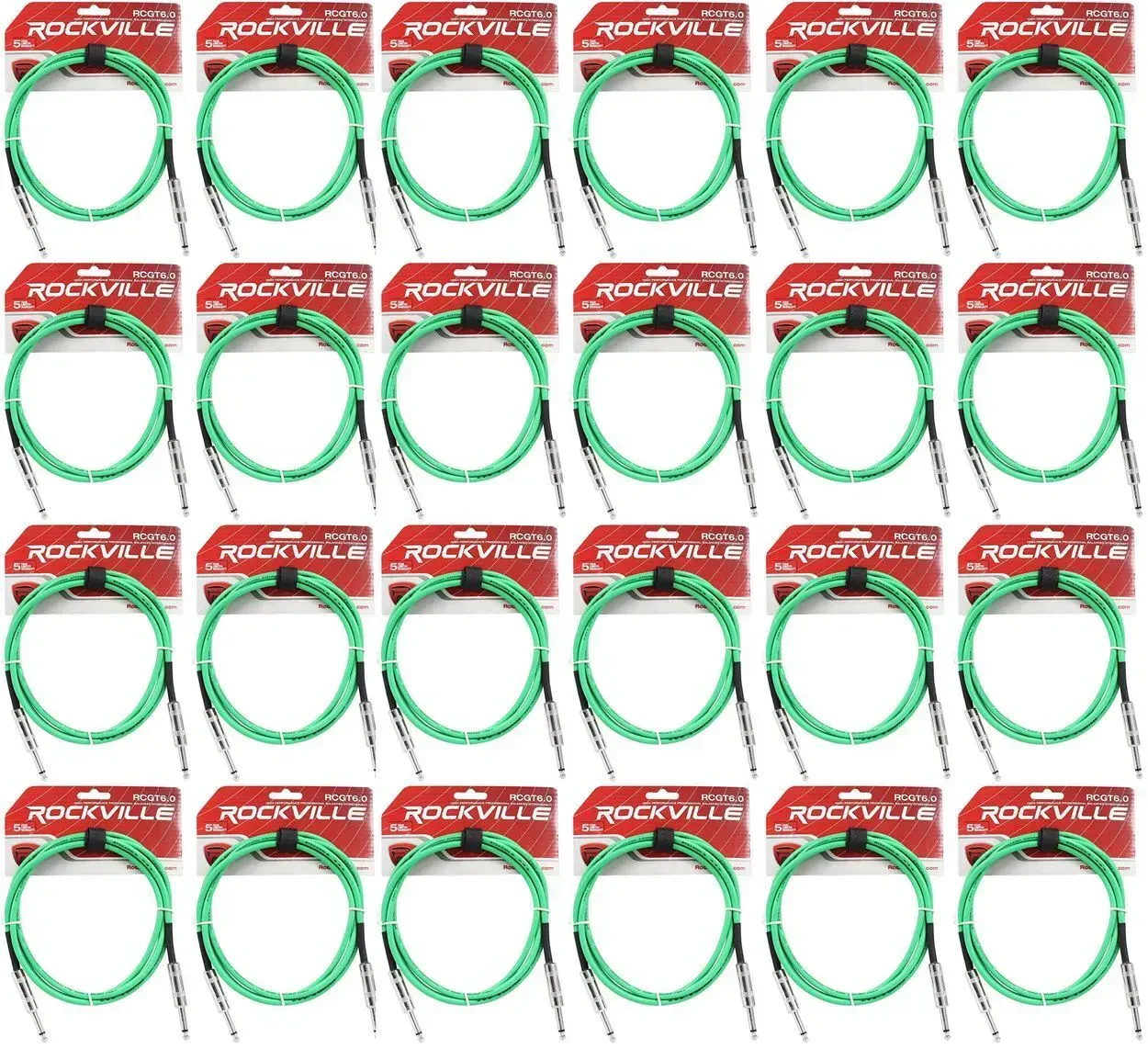 Инструментальный кабель Rockville RCGT6.0G Green 1.8 м (24 штуки)