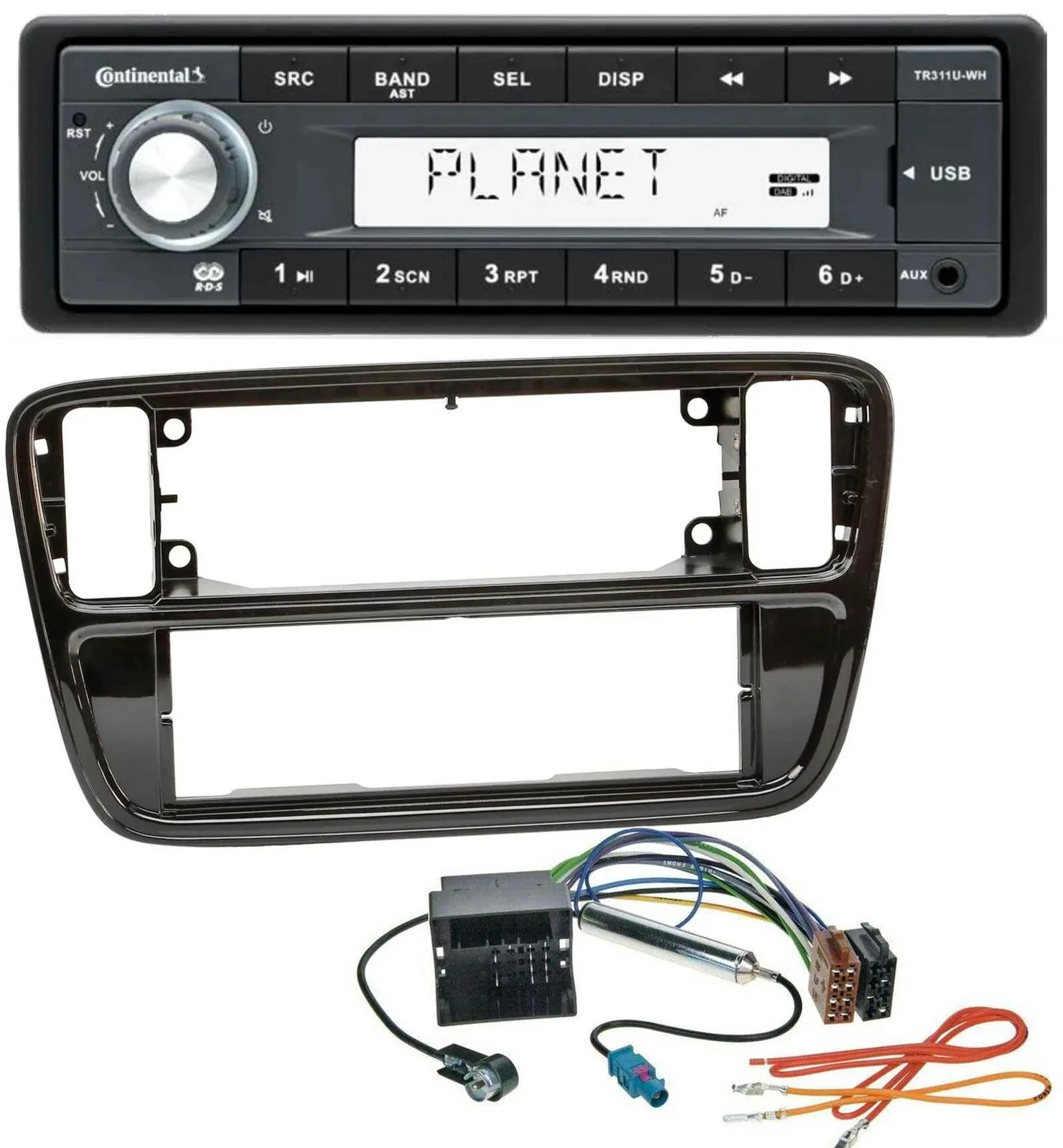 Continental USB MP3 AUX 1DIN Autoradio für VW Up AA AAN 2011-2016 piano black