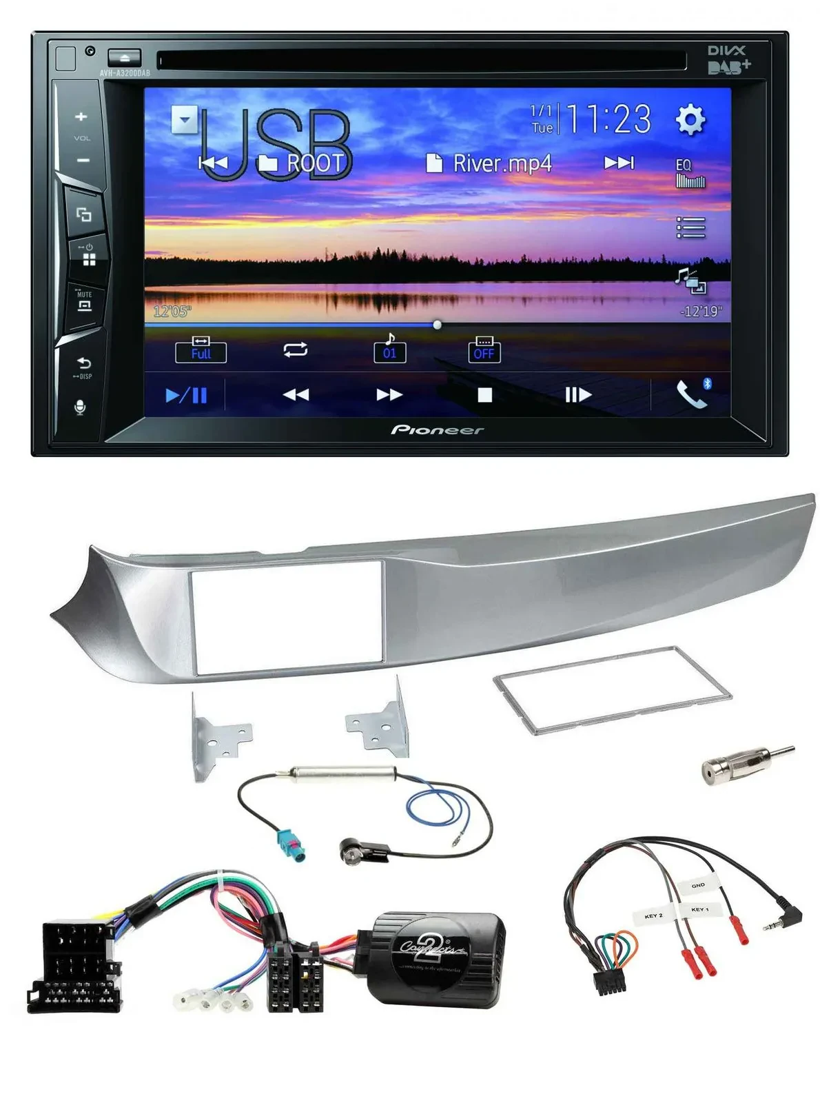Pioneer Bluetooth 2DIN USB DVD DAB Lenkrad Autoradio für Alfa Giulietta 2010-201
