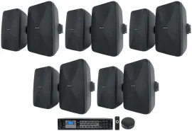 Rockville 6-Zone Commercial Bluetooth Amp+Wifi Receiver+(10) 6.5" Wall Speakers