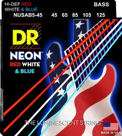 Струны для бас-гитары DR Strings HI-DEF NEON DR NUSAB5-45, 45 - 125
