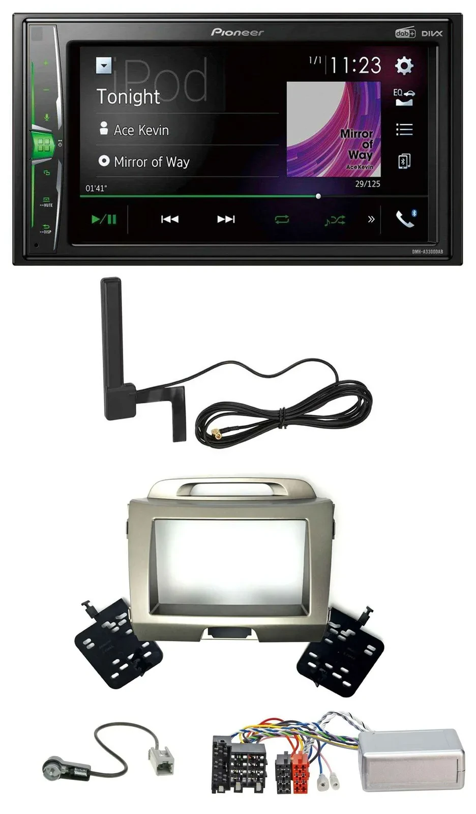 Автомагнитола Pioneer 2DIN, Bluetooth, DAB, MP3 для Kia Sportage III (2010–2015)