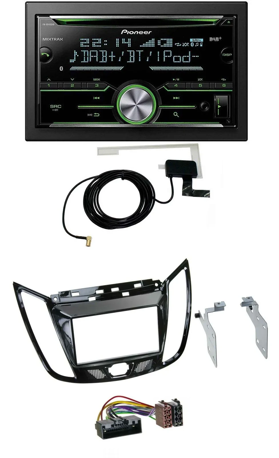 Автомагнитола для Ford C‑Max/Kuga Pioneer 2DIN, CD, USB, MP3, Bluetooth, DAB, черный (piano black)