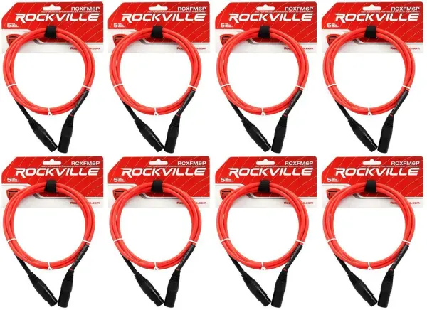 Микрофонный кабель Rockville RCXFM6P-R Red 1.8 м (8 штук)