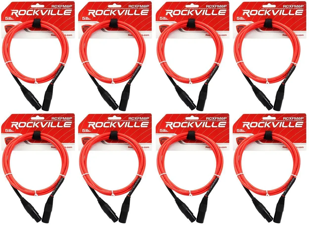 Микрофонный кабель Rockville RCXFM6P-R Red 1.8 м (8 штук)