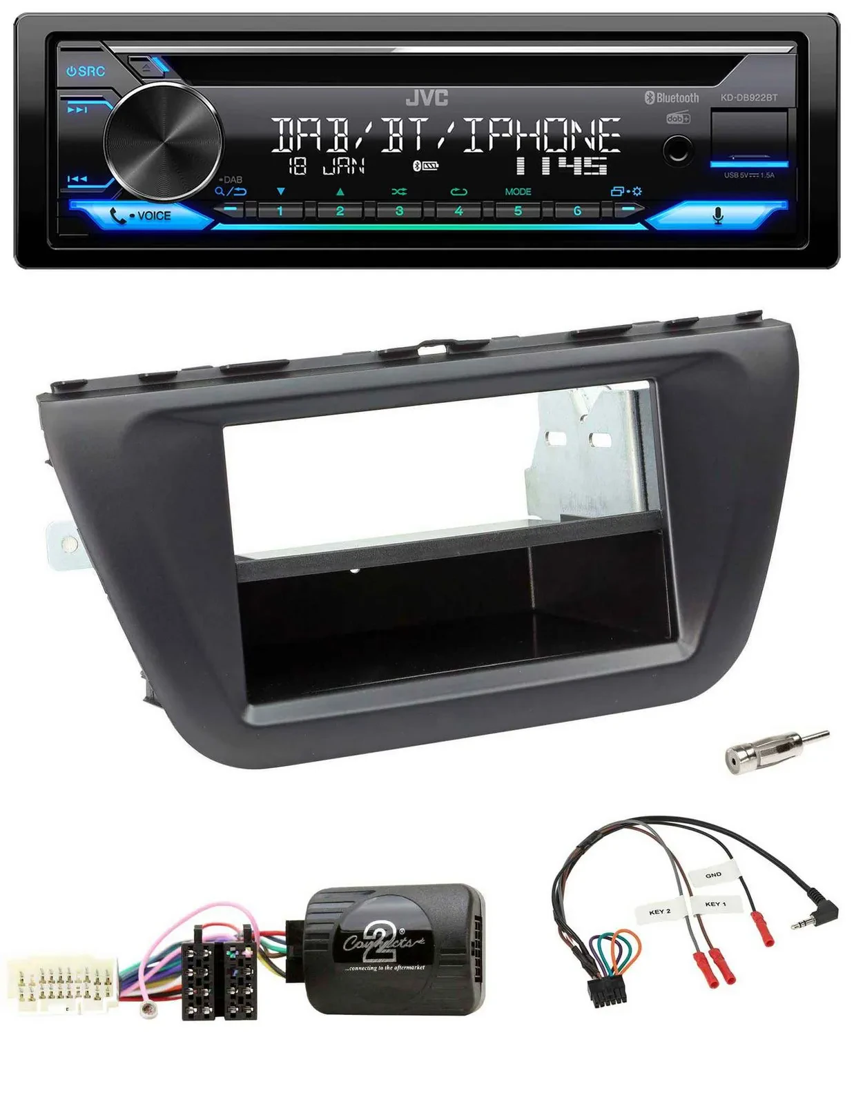 Автомагнитола JVC Bluetooth USB DAB CD для Suzuki SX4 (с 2013), с поддержкой управления на руле