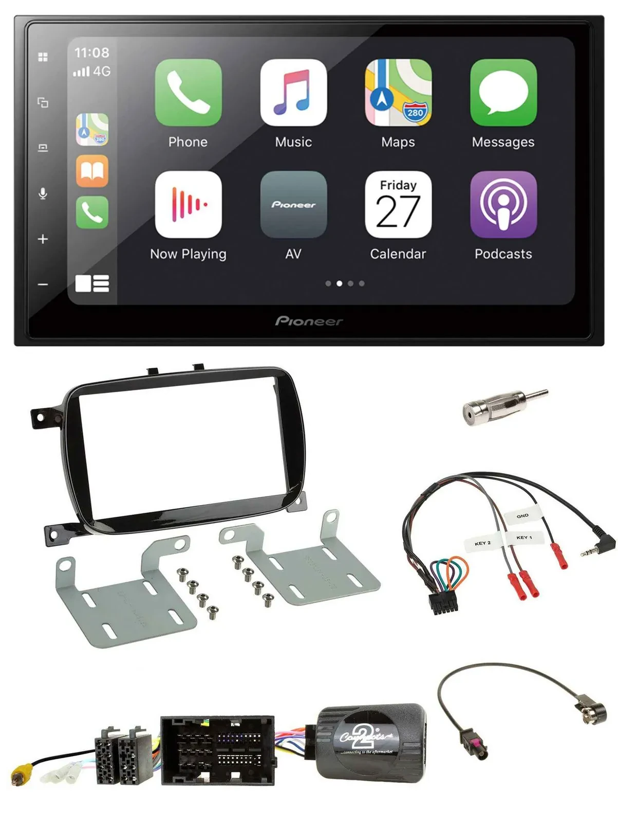 Автомагнитола Pioneer 2DIN, Bluetooth, DAB, USB, для Fiat 500X (с 2016, Facelift)