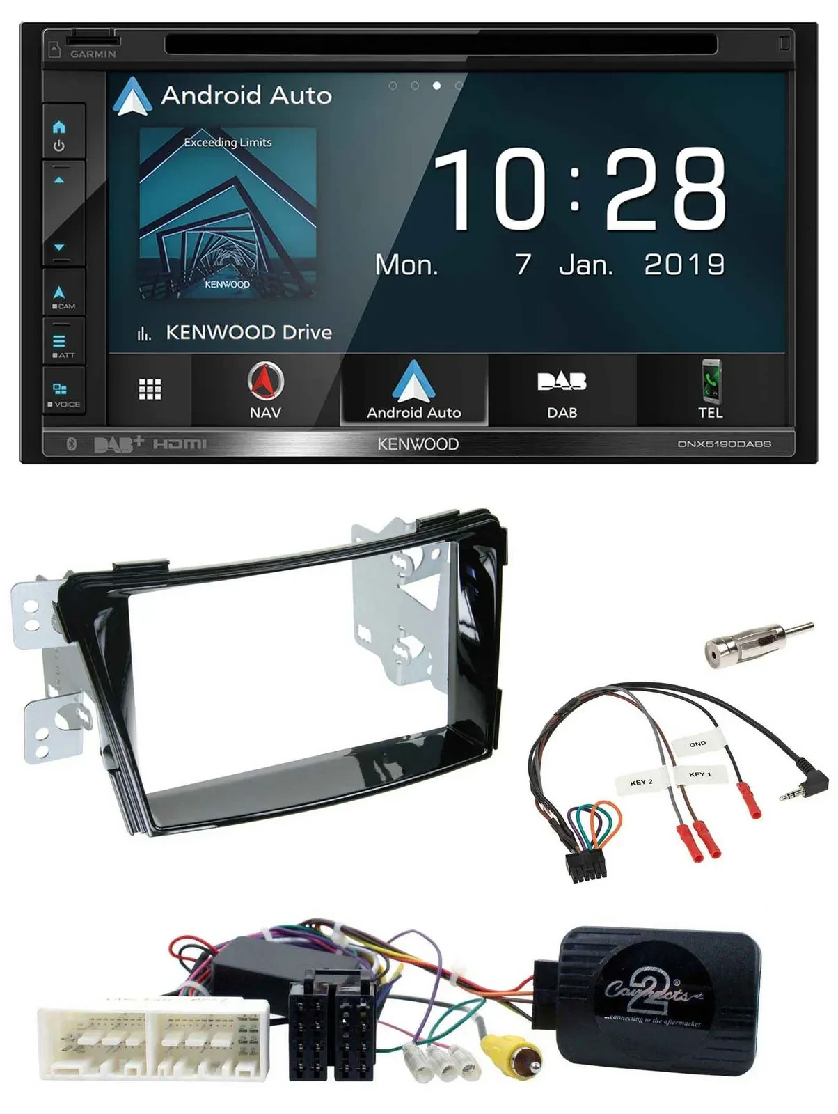 Kenwood DAB TMC USB 2DIN Lenkrad Bluetooth Navigation für Hyundai i40 ab 16 VF K