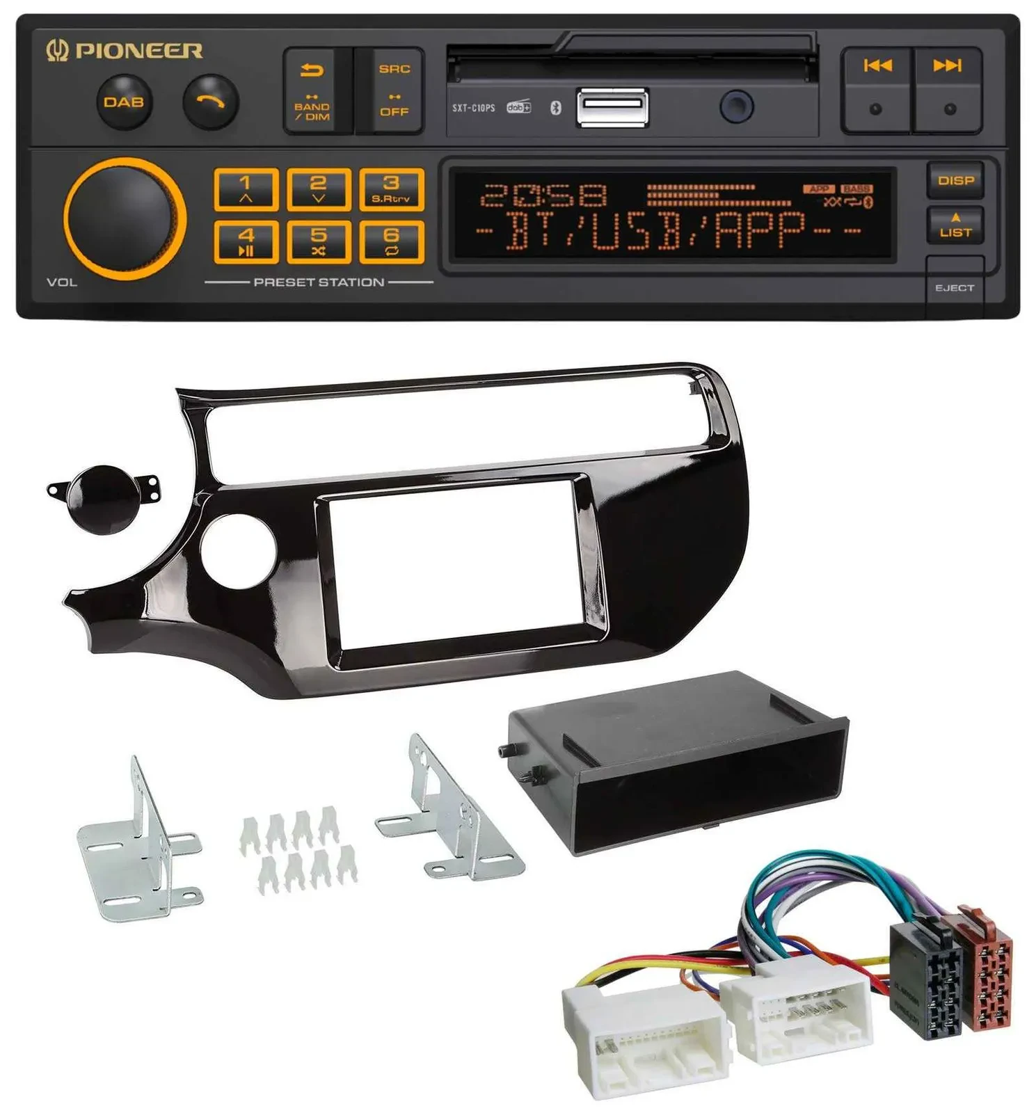 Автомагнитола для Kia Rio (UB, с 2015) Pioneer DAB, MP3, USB, Bluetooth, чёрный (piano black)