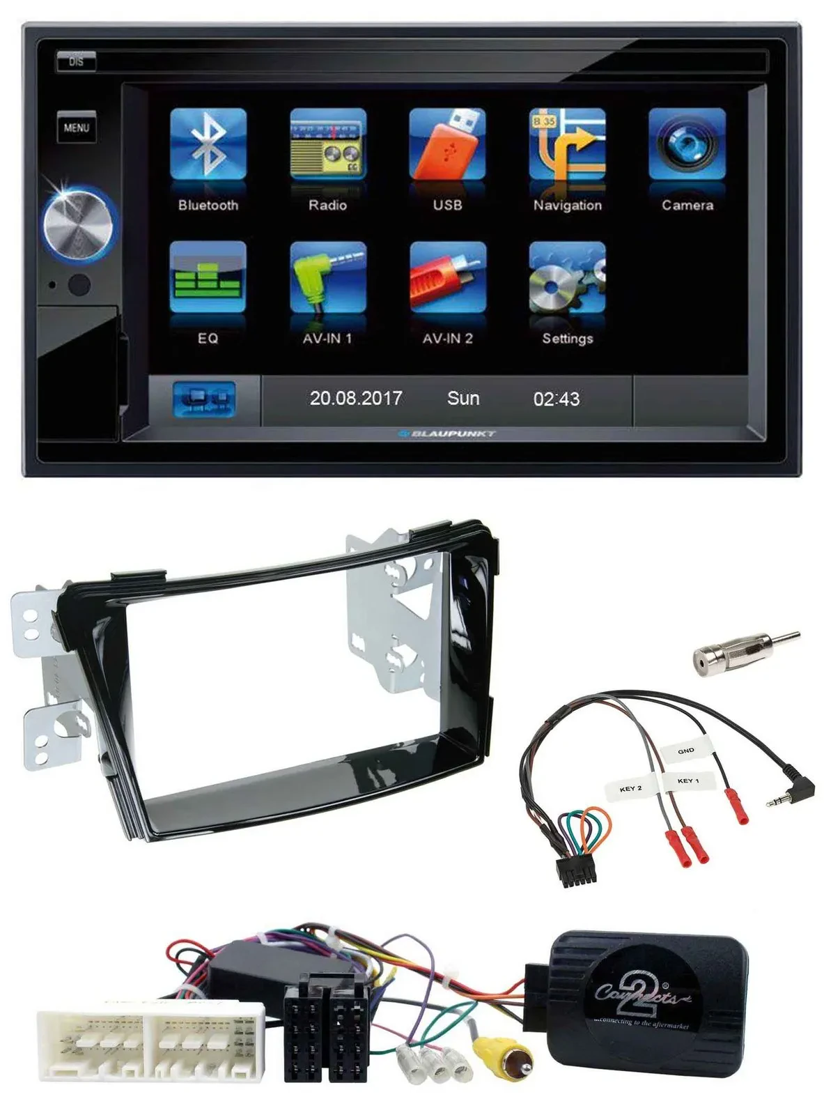 Blaupunkt Lenkrad USB Bluetooth TMC 2DIN Navigation für Hyundai i40 ab 16 VF Kla