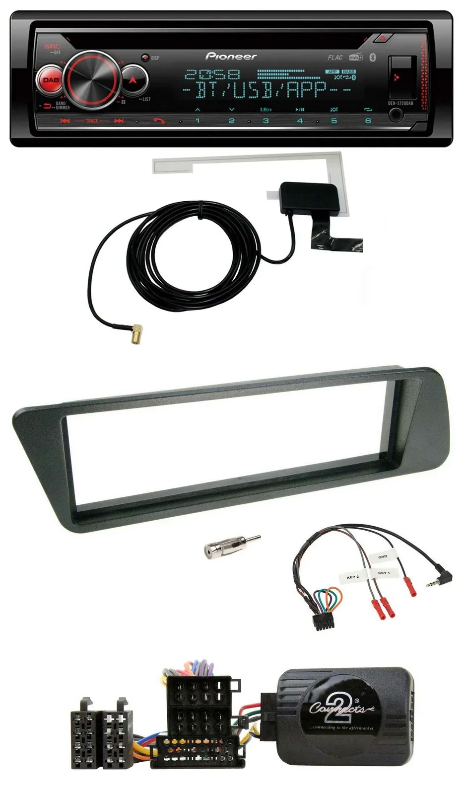 Автомагнитола для Peugeot 306 (1998–2001) Pioneer DAB, CD, USB, Bluetooth, совместимая с кнопками на руле