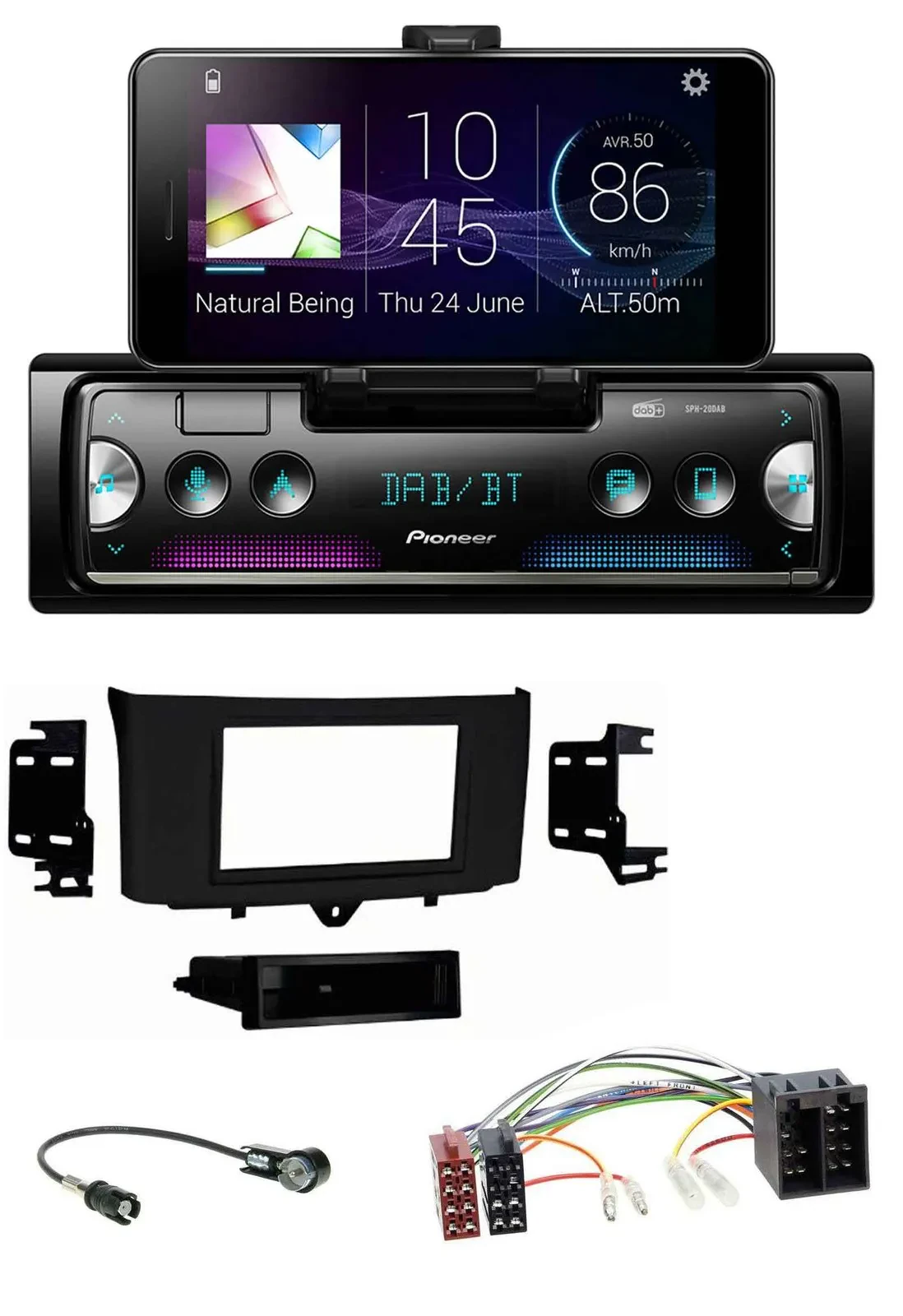 Pioneer USB MP3 Bluetooth DAB Autoradio für Smart ForTwo (2010-2015)