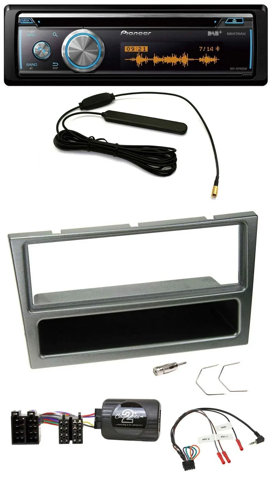 Pioneer CD USB Bluetooth DAB Lenkrad Autoradio für Opel Corsa C 00-04 aluminium