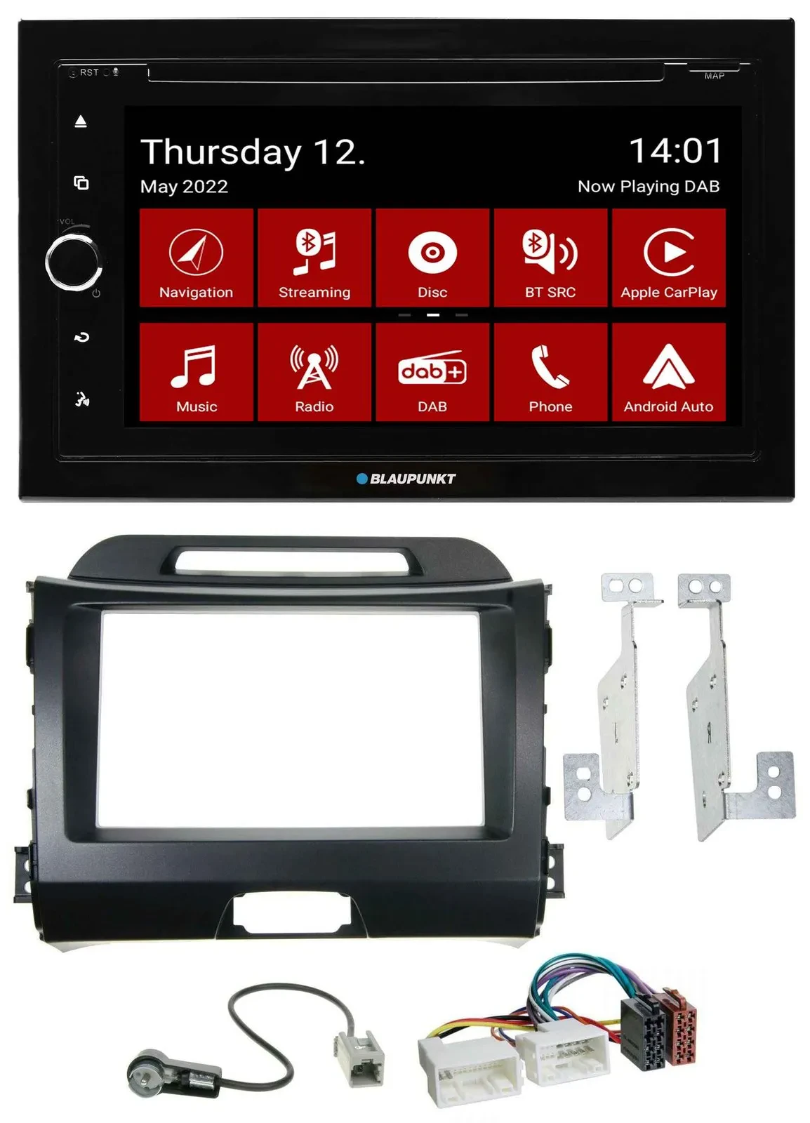 Автомагнитола Blaupunkt 2DIN, MP3/DVD, Bluetooth, DAB, USB для Kia Sportage 3 (2010–2015)