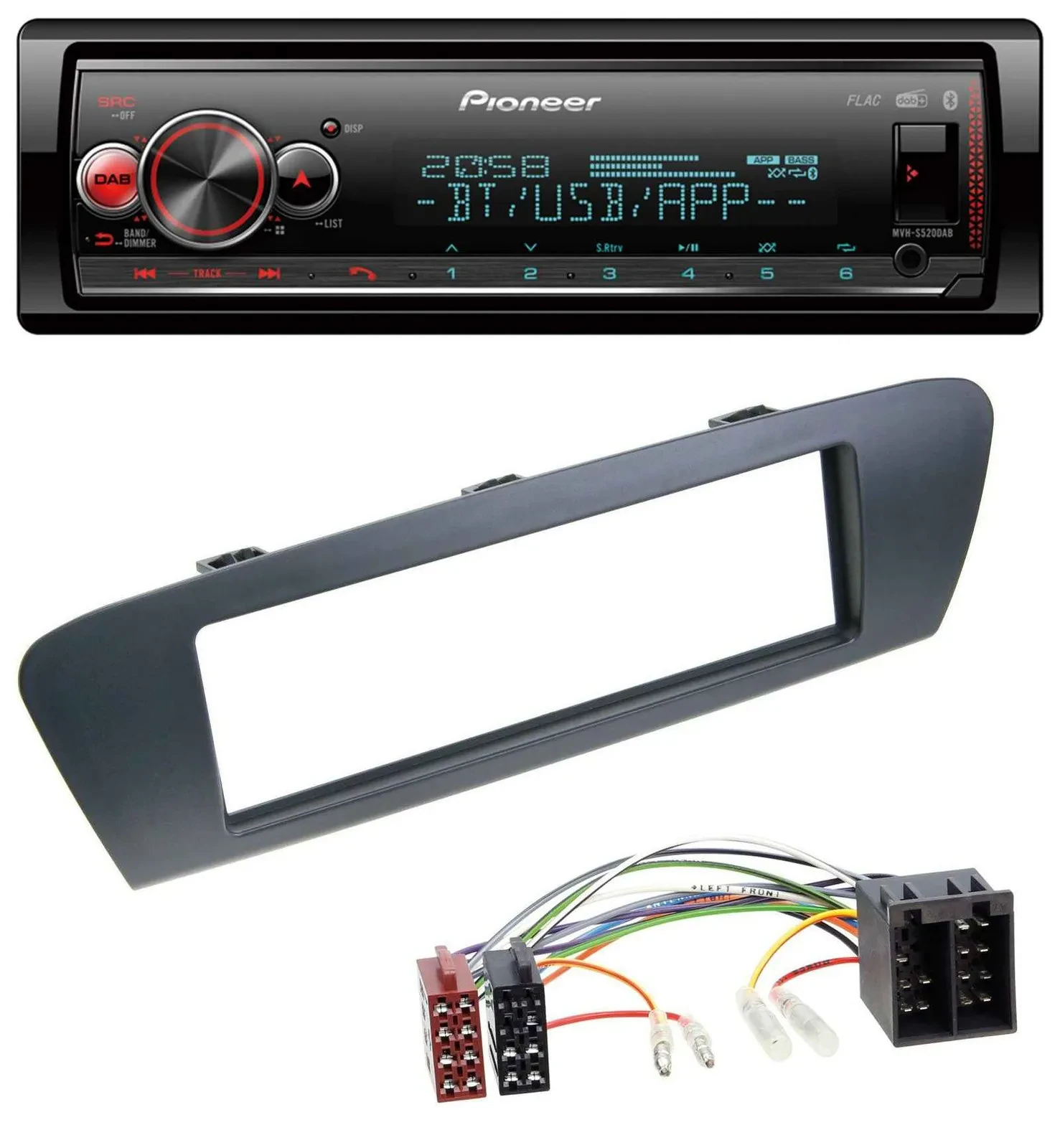 Pioneer Bluetooth USB MP3 DAB Autoradio für Renault Scenic (ab 09) - grau