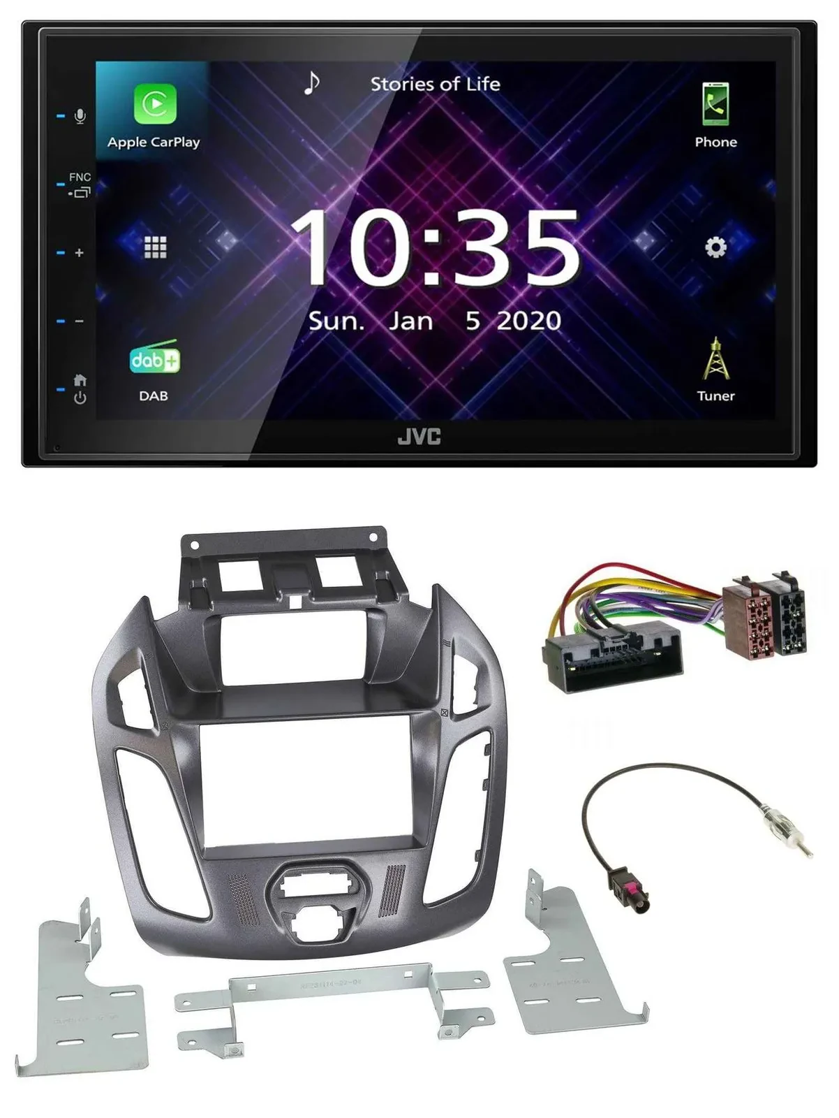 JVC DAB 2DIN MP3 Bluetooth USB Autoradio für Ford Transit mit Display 2012-2018