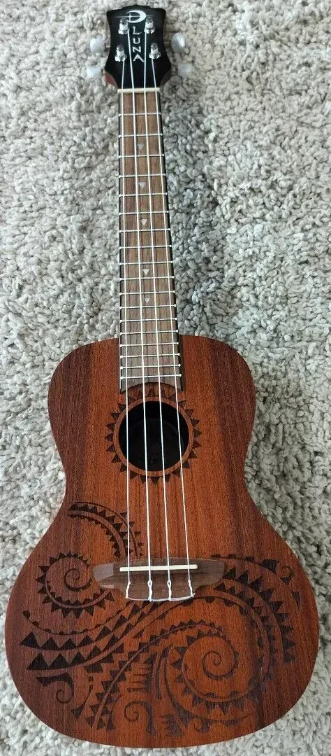Luna Model UKE TC MAH Tattoo Mahogany Concert Size Acoustic Ukulele with Gig Bag