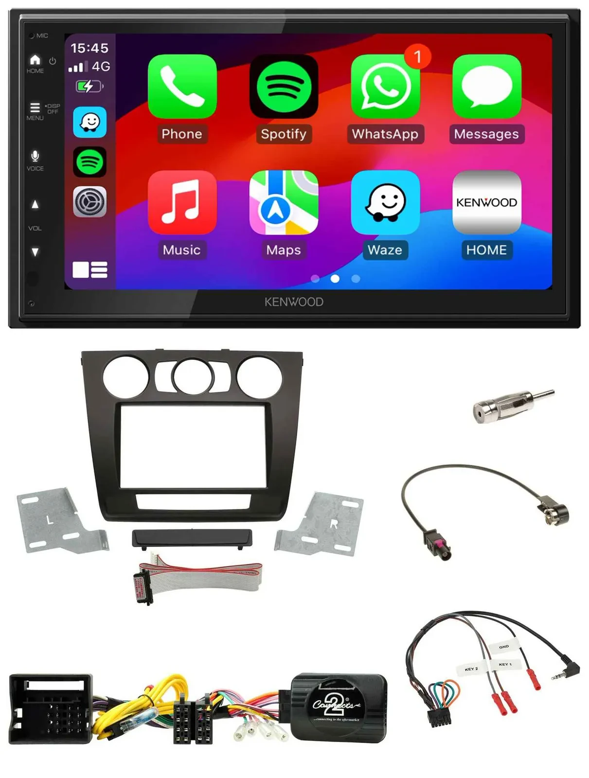 Kenwood Lenkrad USB DAB 2DIN Bluetooth Autoradio für BMW 1er man. Klima E87/E88/