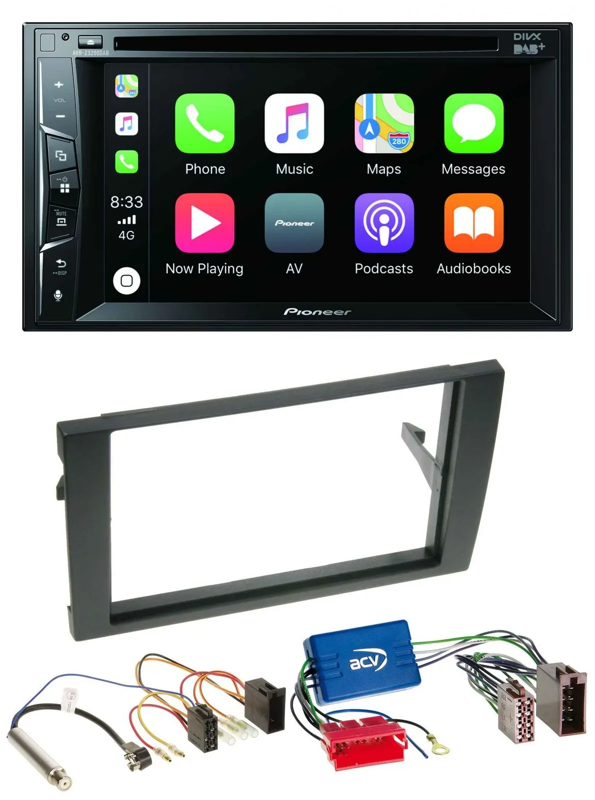 Pioneer MP3 USB DVD Bluetooth DAB 2DIN Autoradio für Audi A4 B6 B7 01-08 Aktivsy