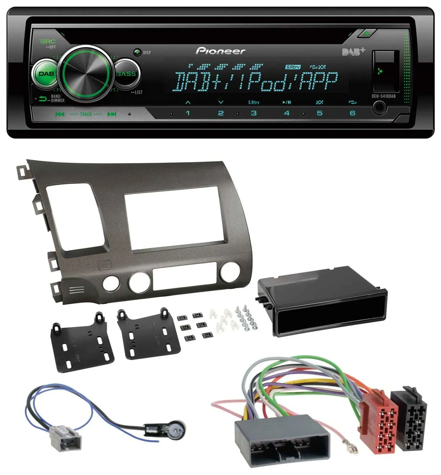 Pioneer USB MP3 DAB AUX CD Autoradio für Honda Civic Hybrid FD3 06-10 anthrazit