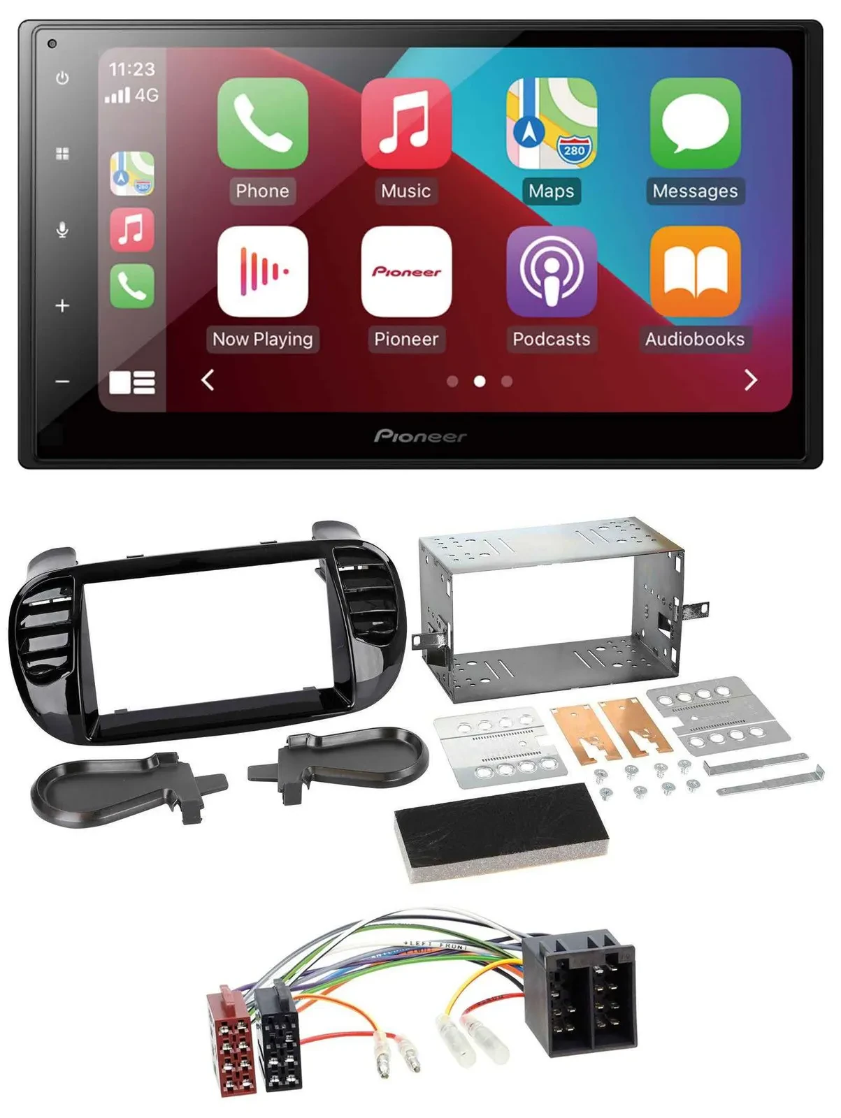 Pioneer USB MP3 DAB 2DIN Bluetooth Autoradio für Fiat 500 bis 2012 glänzend schw