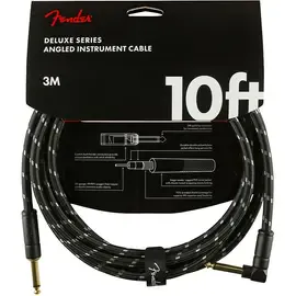Инструментальный кабель Fender Deluxe Straight to Angle Instrument Cable 10 ft. Black Tweed