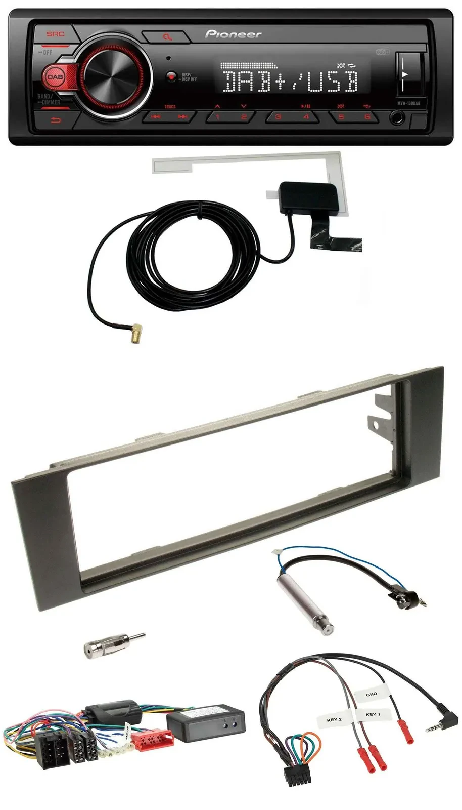 Pioneer 1DIN MP3 DAB USB Lenkrad Autoradio für Audi A3 03-06 Teilsystemadapter