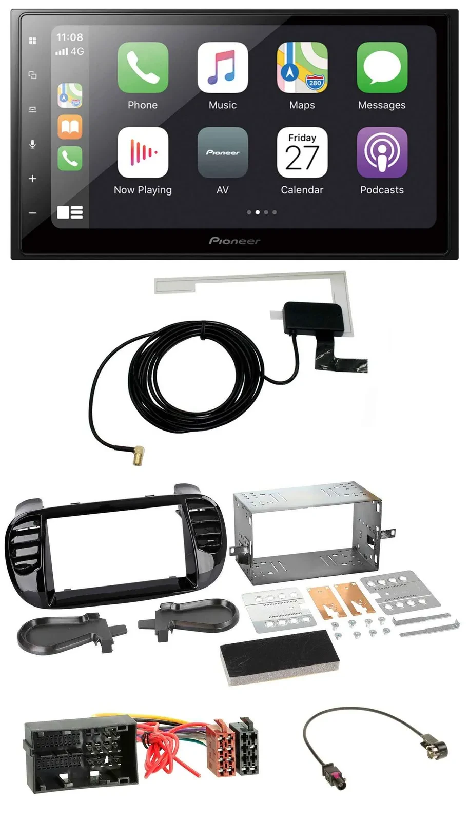 Автомагнитола Pioneer 2-DIN USB MP3 Bluetooth DAB для Fiat 500 (с 2012), черный