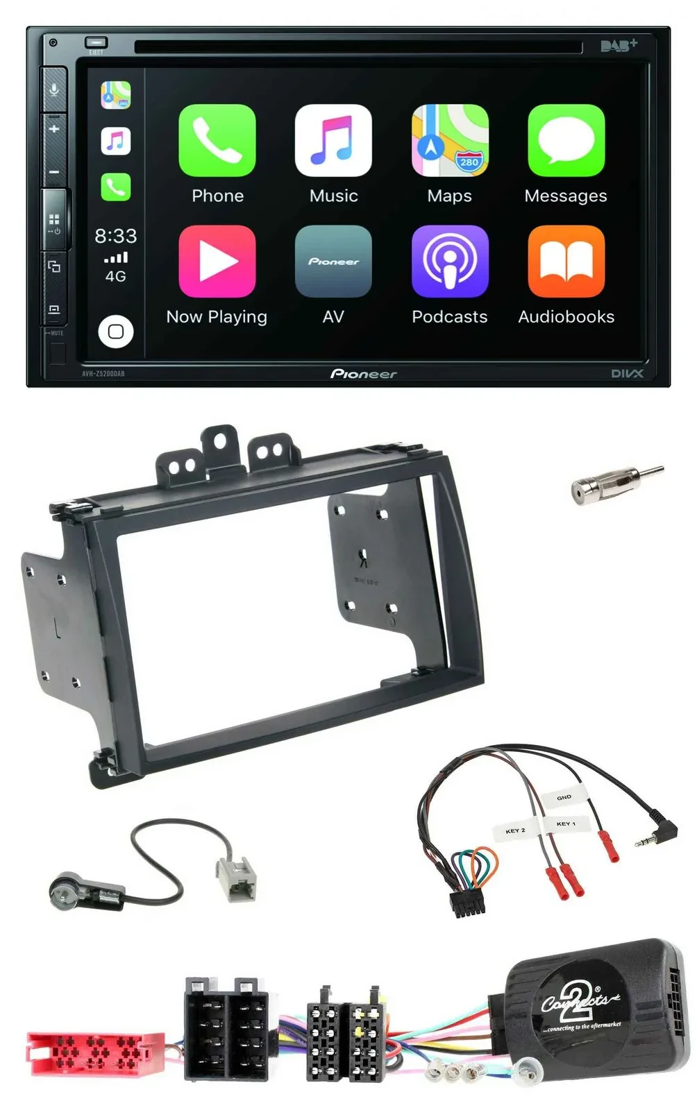 Автомагнитола Pioneer 2-DIN DVD, DAB, Bluetooth, USB для Hyundai i20 (2009–2012), черный