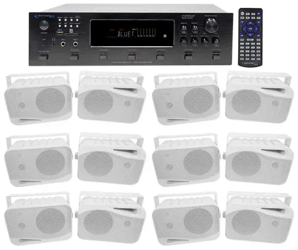 Technical Pro 6000w (6) Zone, Home Theater Bluetooth Receiver+(12) 4" Speakers