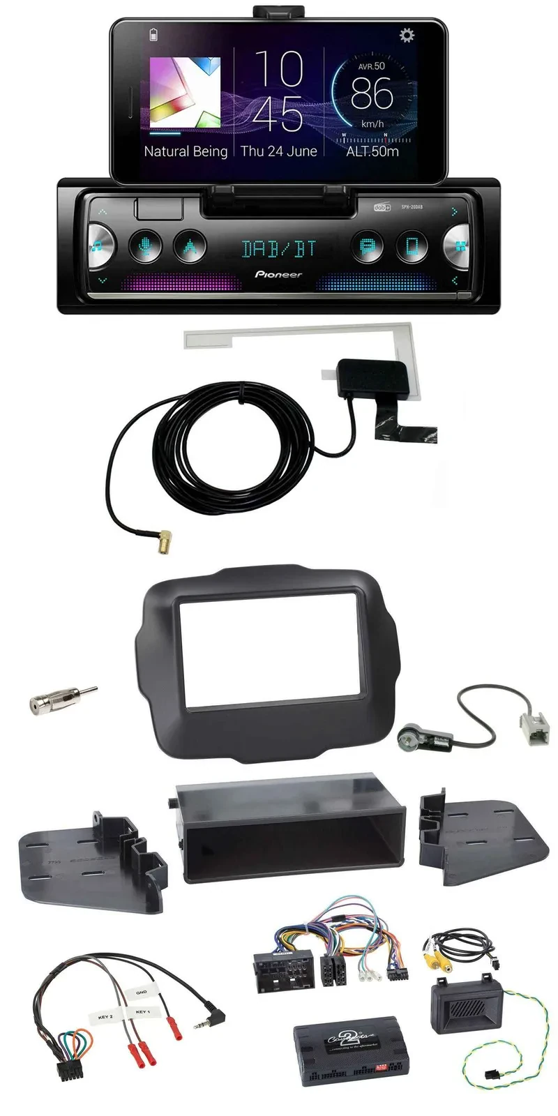 Автомагнитола для Jeep Renegade Pioneer DAB, Bluetooth, USB, управление с руля