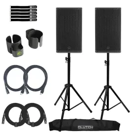 RCF NX-912A Active 12" 2-Way Powered Active PA DJ Speakers Pair w Stands