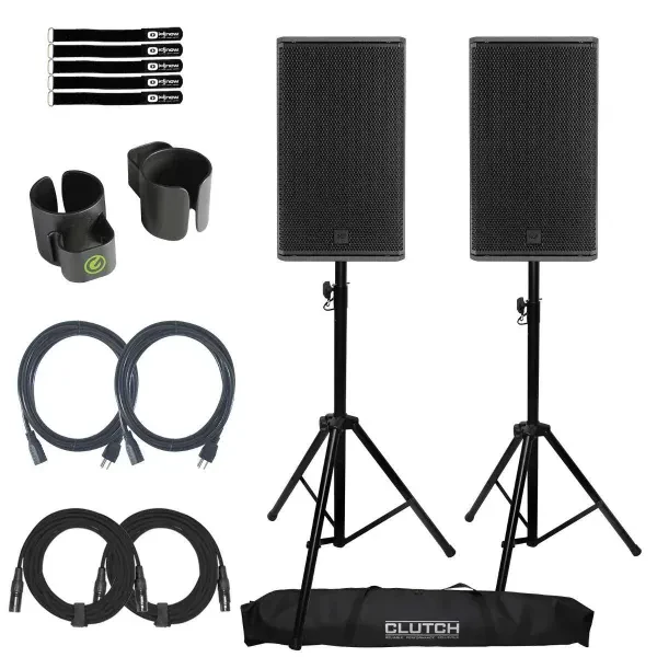 RCF NX-912A Active 12" 2-Way Powered Active PA DJ Speakers Pair w Stands