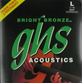 Струны для 12-ти струнной акустической гитары GHS BB80 Bright Bronze 11-48 Light