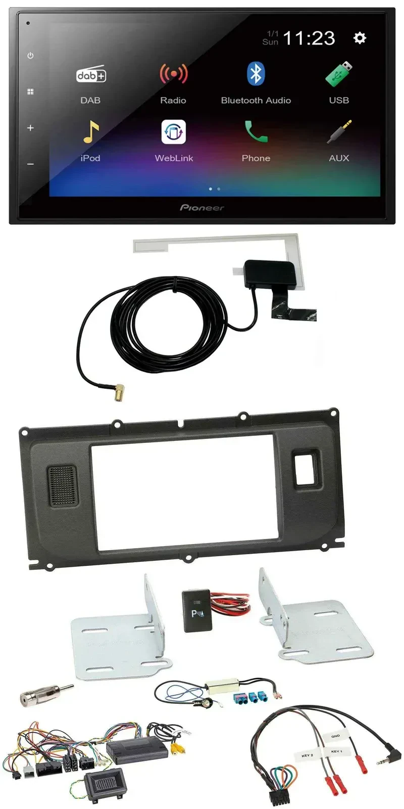 Автомагнитола Pioneer 2DIN, DAB, Bluetooth, USB, поддержка кнопок на руле, для Land Rover Range Rover Evoque (с 2014)