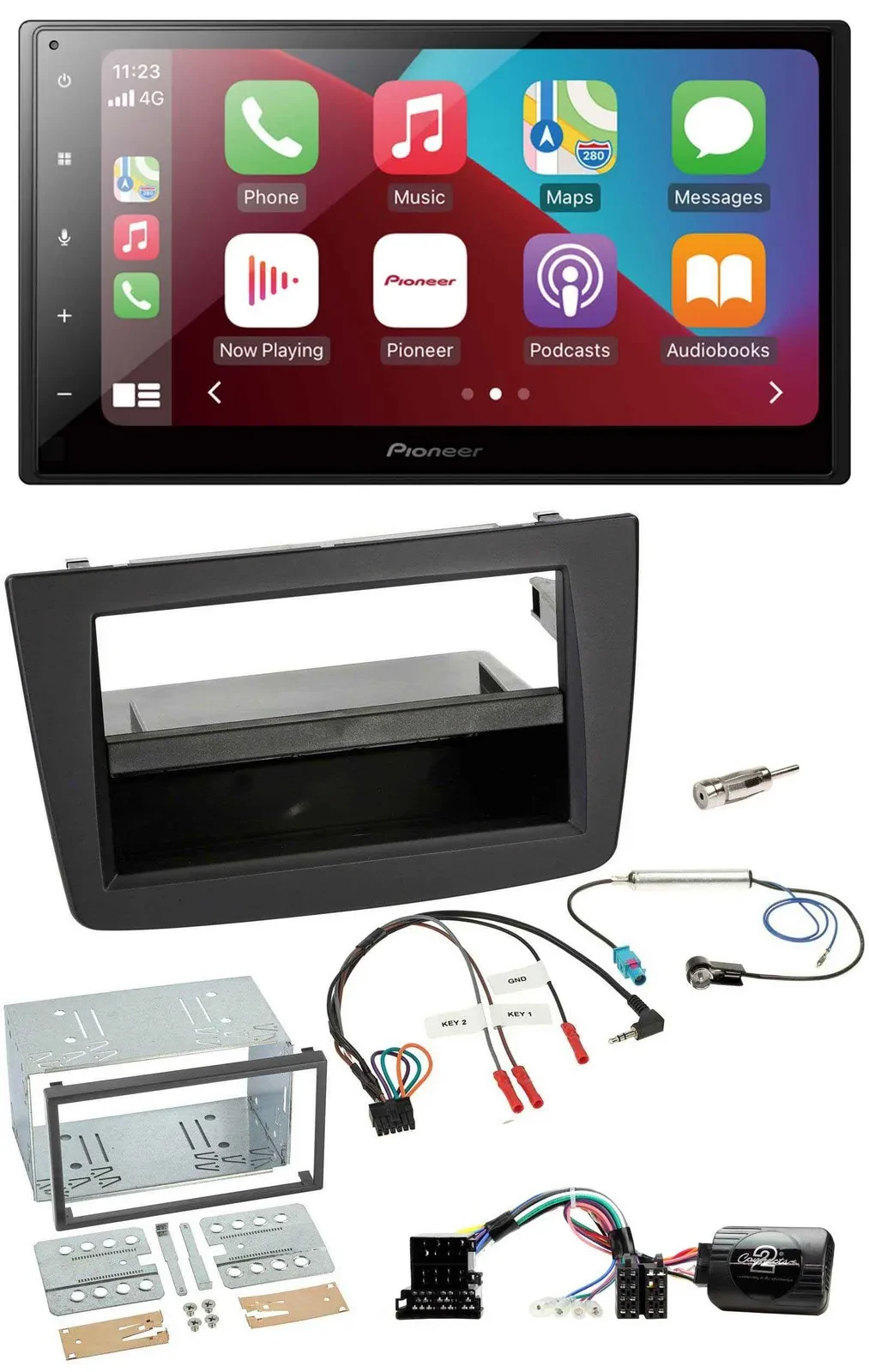 Pioneer USB Lenkrad DAB 2DIN Bluetooth Autoradio für Alfa Romeo Mito 08-14 schwa