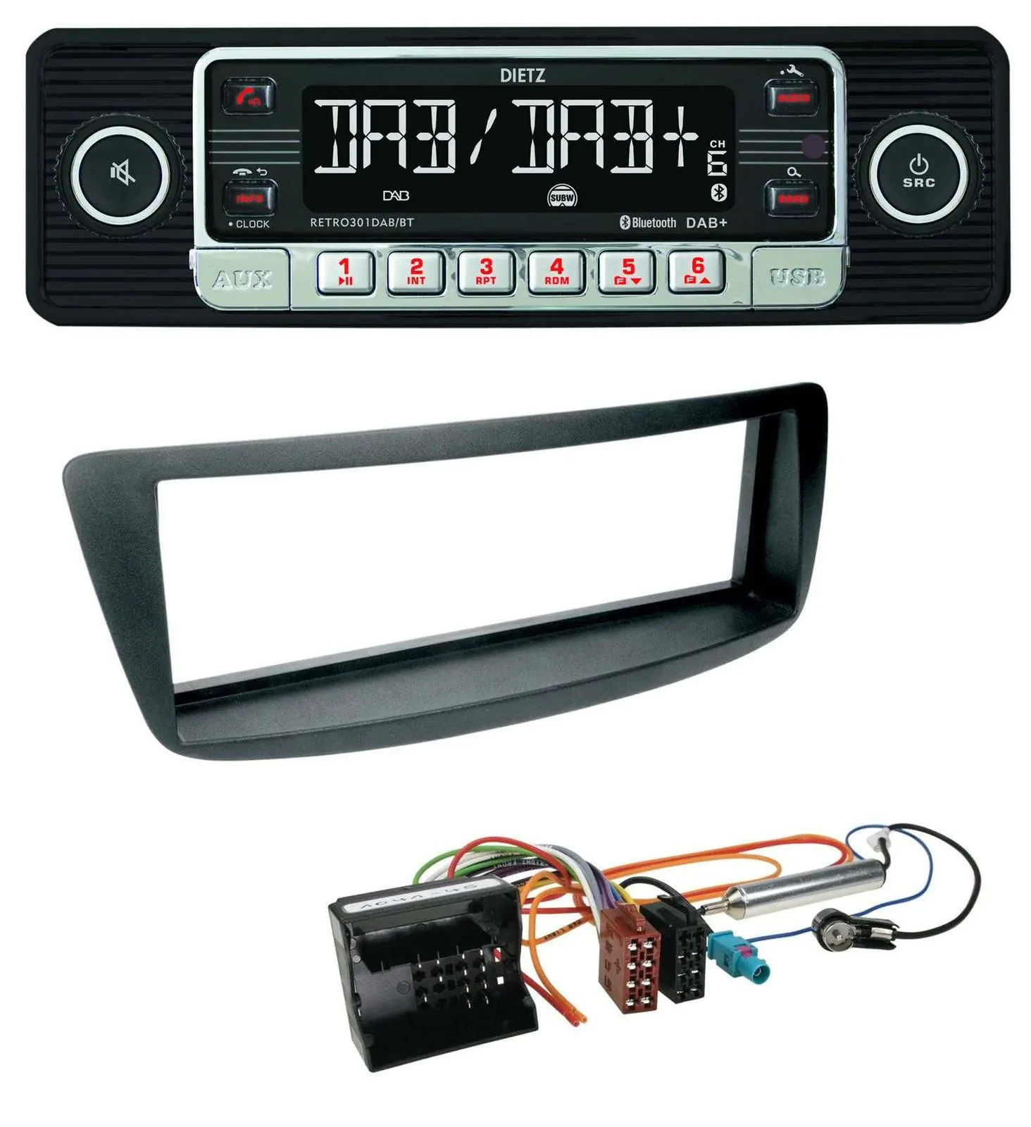 Dietz USB DAB MP3 Bluetooth Autoradio für Citroen C1 Peugeot 107 Toyota Aygo 05-
