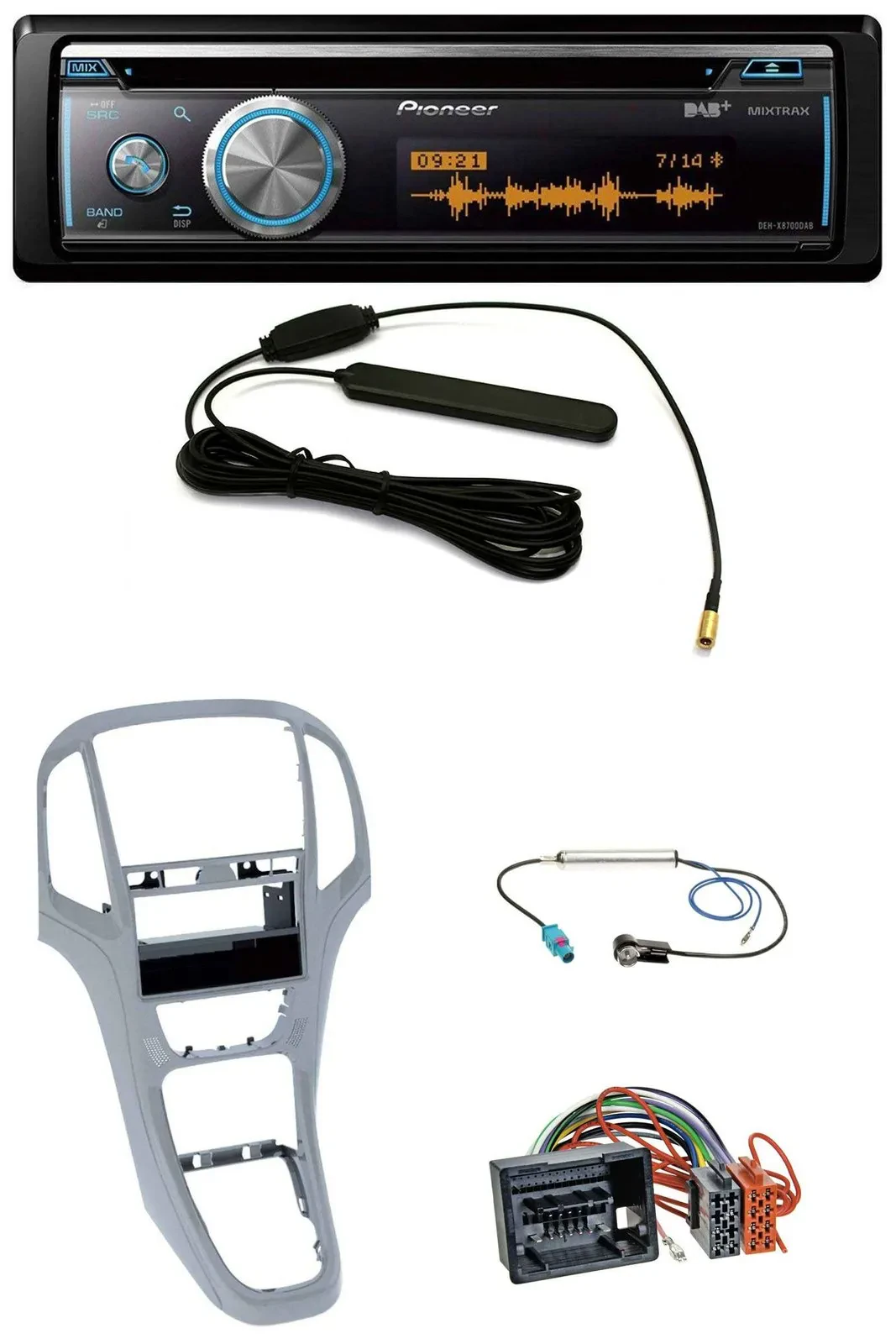 Pioneer CD USB Bluetooth DAB MP3 Autoradio für Opel Astra J ab 2009 Platin silbe