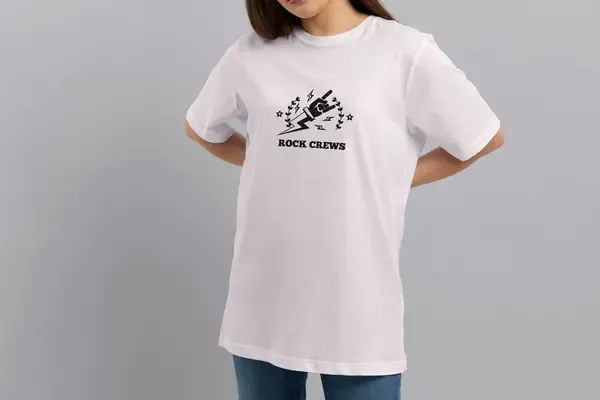 Футболка Popmerch WWXS44 "Rock Crews" белая, женская, размер XS