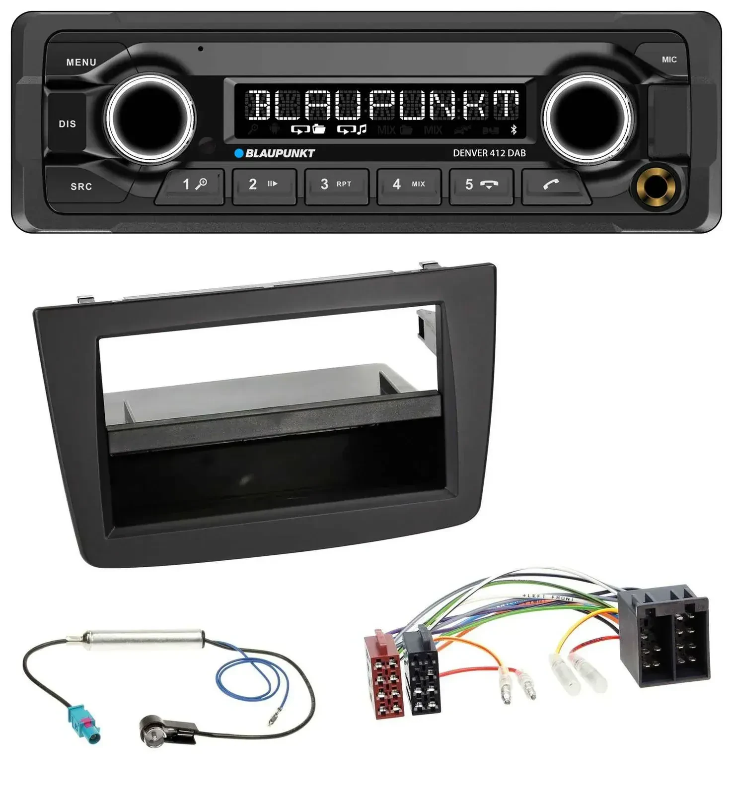 Автомагнитола Blaupunkt Bluetooth DAB MP3 USB для Alfa Romeo Mito (955) 2008–2014, ISO, чёрный