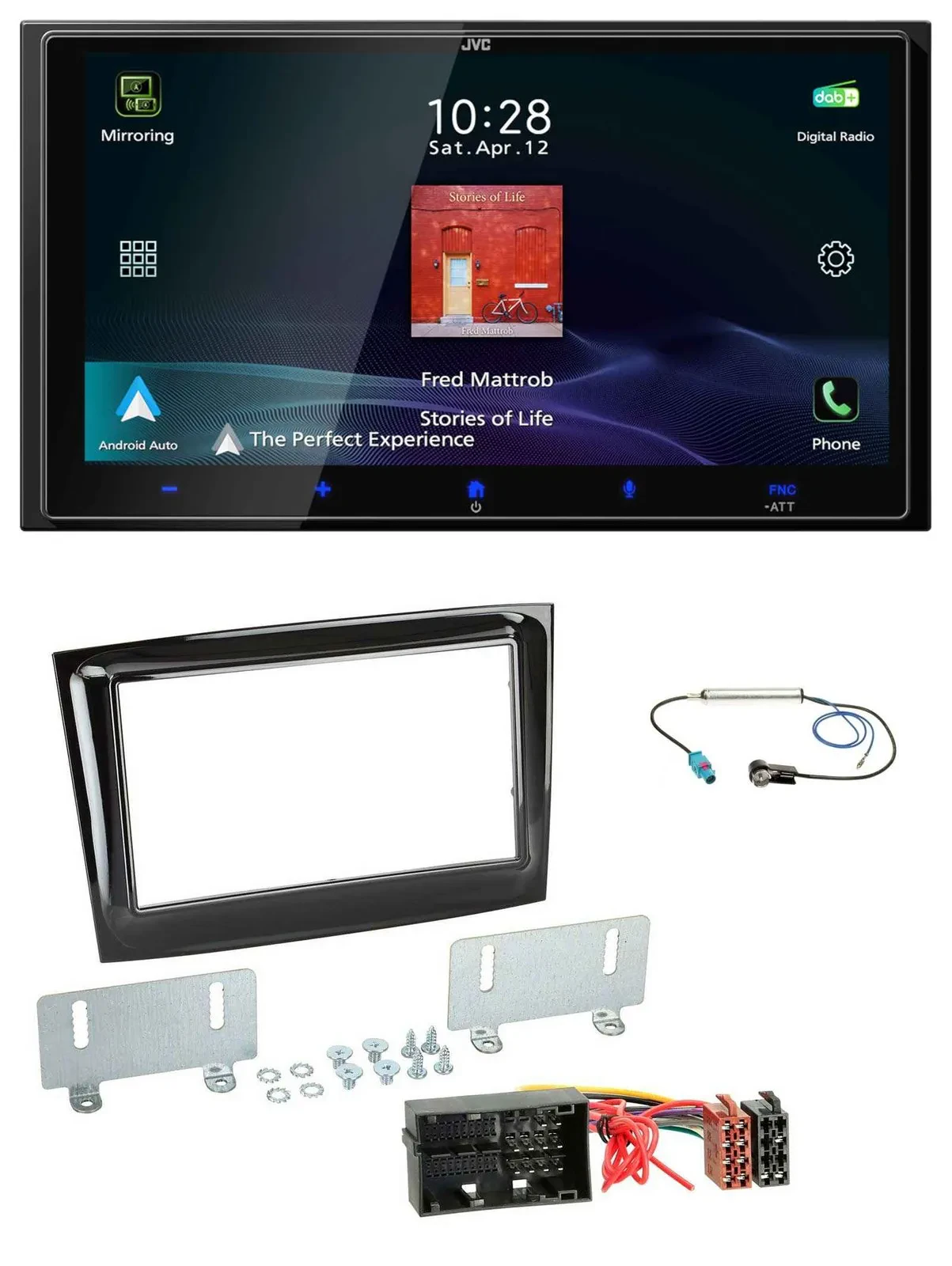 JVC USB Bluetooth 2DIN DAB MP3 Autoradio für Fiat Doblo ab 2015 piano schwarz