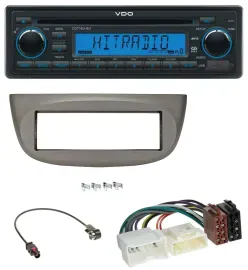 VDO AUX MP3 1DIN CD USB Autoradio für Renault Twingo ab 2012 beige-grau