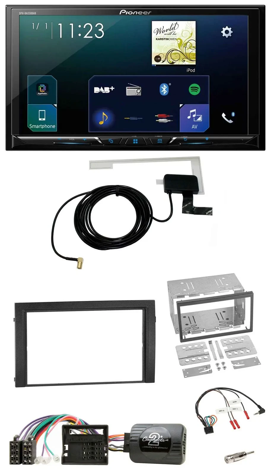 Автомагнитола для Skoda Fabia 6Y (2004–2007) Pioneer 2DIN, DAB, USB, Bluetooth, поддержка кнопок на руле