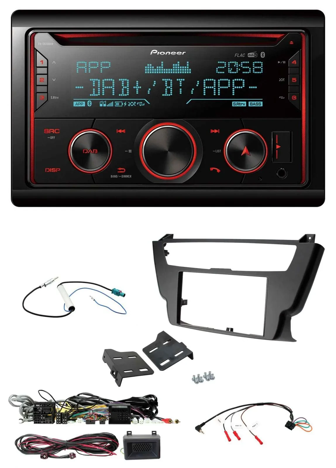 Pioneer 2DIN DAB Lenkrad Bluetooth USB CD Autoradio für BMW 3er 4er 2012-2016 oh