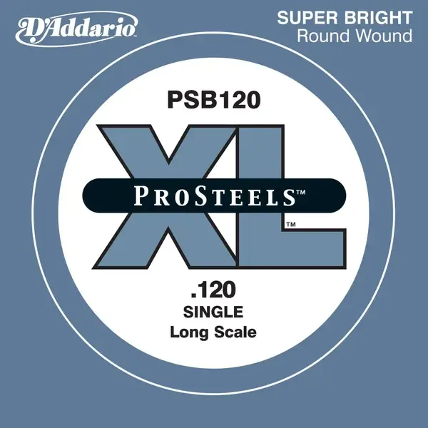 Струна для бас-гитары D'Addario PSB120, сталь, круглая оплетка, калибр 120