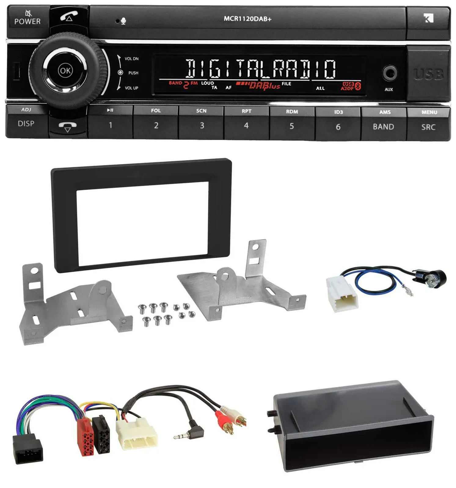 Kienzle Bluetooth MP3 USB DAB Autoradio für Toyota Aygo AB7 ab 2022 mattschwarz