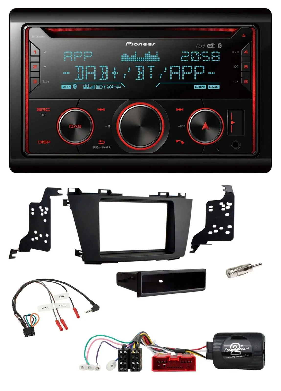 Pioneer 2DIN DAB Lenkrad Bluetooth USB CD Autoradio für Mazda 5 2010-2015