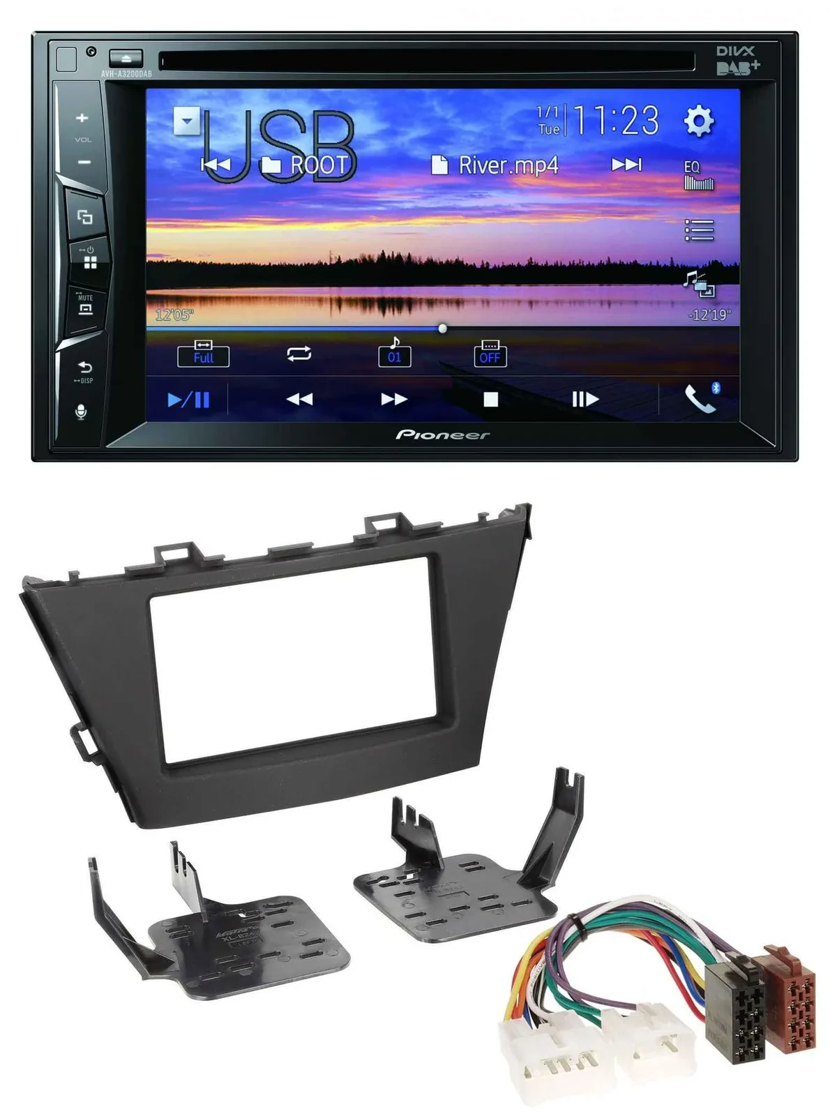 Автомагнитола для Toyota Prius+ Pioneer 2DIN Bluetooth, USB, DVD, DAB, MP3 (с 2012)