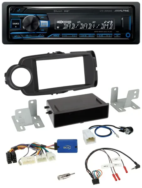Alpine USB Bluetooth DAB Lenkrad Autoradio für Toyota Yaris ab 2014 schwarz 28-P