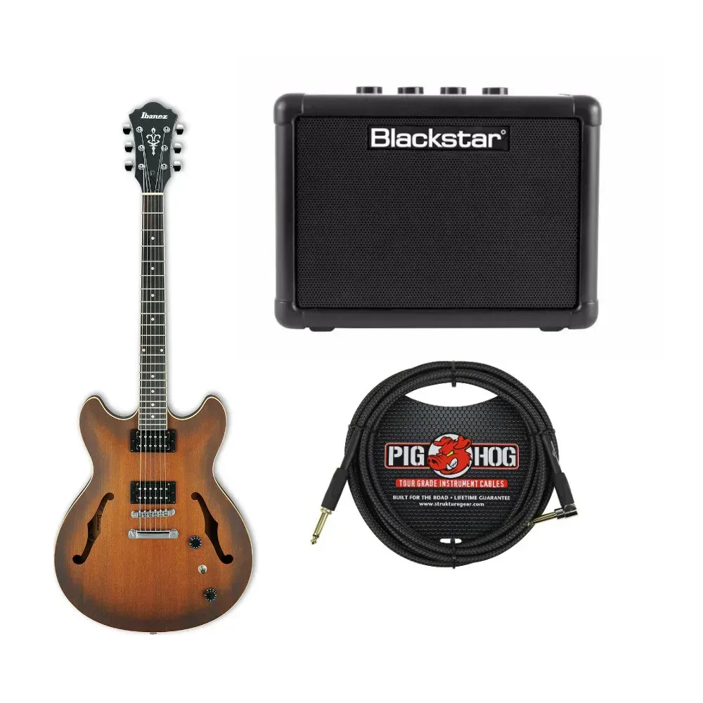 Ibanez AS53 Artcore Semi-Hollow Electric Guitar with Fly 3 Amp and Guitar Cable
